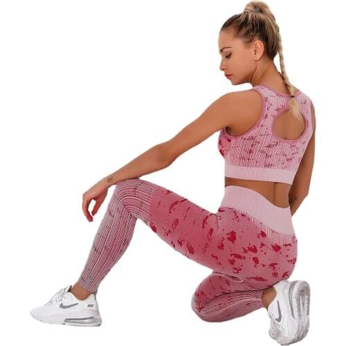 2pcs Camo Seamless Yoga Set Women Fitness Clothing Booty Yoga Leggings+High Impact Sport Bra Sports Suits Women Gym Tracksuit