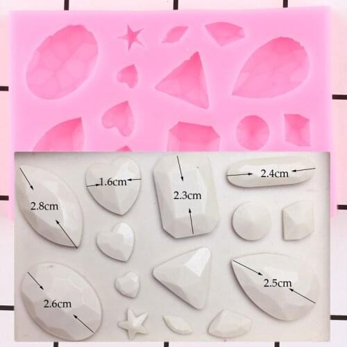 3D Mini Gem Diamond Silicone Molds Wedding Cupcake Topper Fondant Molds DIY Cake Decorating Tools Candy Chocolate Gumpaste Mould