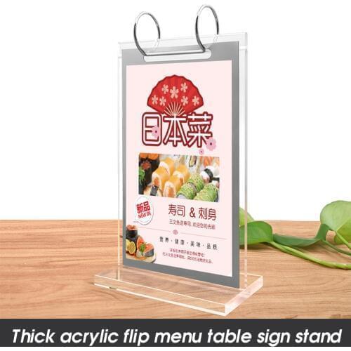 150*100mm A6 Acrylic Table Display Stand Restaurant Menu Paper Poster Calendar Sign Holder Stand With Flip Frame Pocket