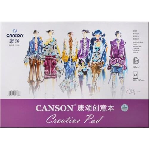 Canson Creative Pad 150gsm 30 Sheets A4 A5 A3 for Multi-purpose Pencil Marker Charcoal Gouache Sketch