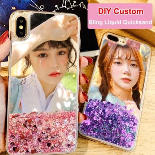 Custom Liquid Quicksand Case for iPhone 12 11 Pro Max Mini SE XS Max XR X 7 8 6 6S Plus Case DIY Photo Bling Acrylic Cover Funda