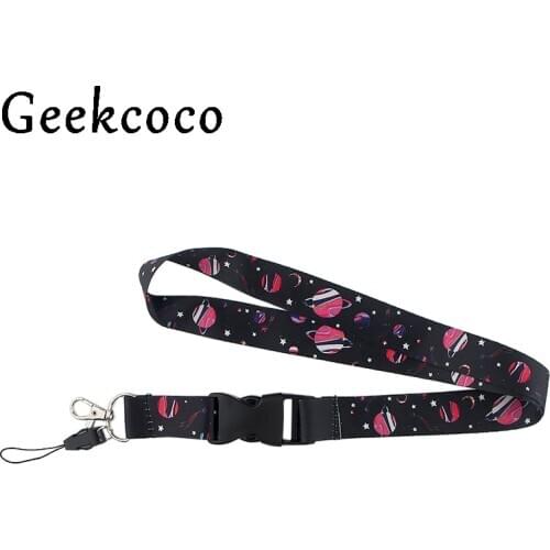 Black planet pattern Cell Phone Lanyard Strap Keychain Phone Keys Camera IDs Badge Holder Detachable Buckle lanyards gifts J0534