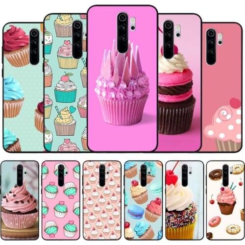 Cupcakes black Silicone Phone Case For Redmi note 9 8 7 Pro S 8T 7A Cover