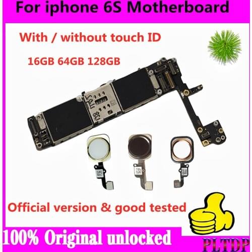 For iphone 6s Main board with / without Touch ID Unlocked 16GB 32GB 64GB 128GB Original free icloud for iphone 6S Motherboard