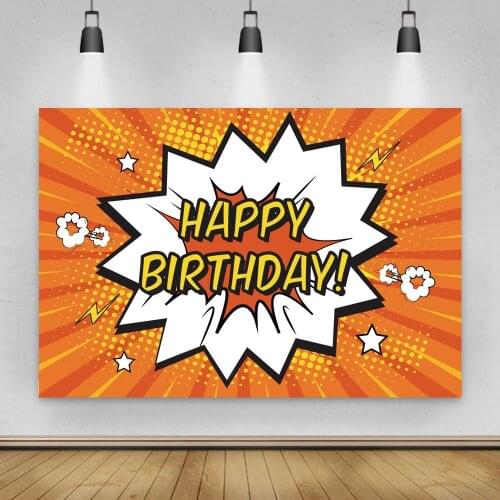 Boys Superhero Photography Backdrop Happy Birthday Party Backgrounds for Photo Studio Customize Super Heros Cityscape BOOM BANG
