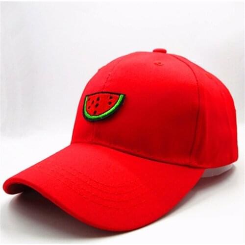 Red Watermelon Embroidery Cotton Baseball Cap Hip-hop Cap Adjustable Snapback Hats for Men and Women 130