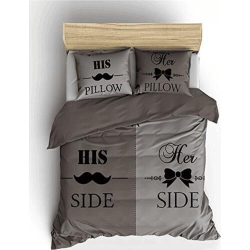 2018 New Gray Bedding Set His and Her Side Home Textiles Soft Duvet Cover and Pillowcases 3 Pieces UK Double UK King Size Hot