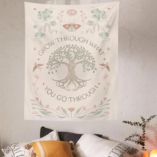 Life Tree Tapestry Wall Hanging Sun Moon Abstract Mountains Art Living Room Dorm Room Home Decor Tablecloth boho INS print