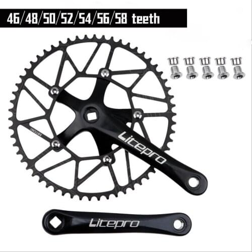 Litepro Folding Bike Crankset LP Square Hole Crank + Positive and Negative Crankset Set 46-58T BCD130MM