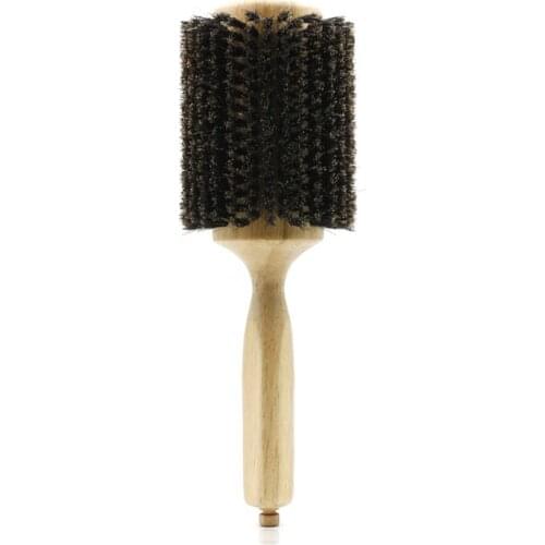 Pro 6 Size Option Boar Bristle Round Wood Hair Brush Antistatic Hairdressing Comb Curl Round Styling Brush Wooden Hairbrush