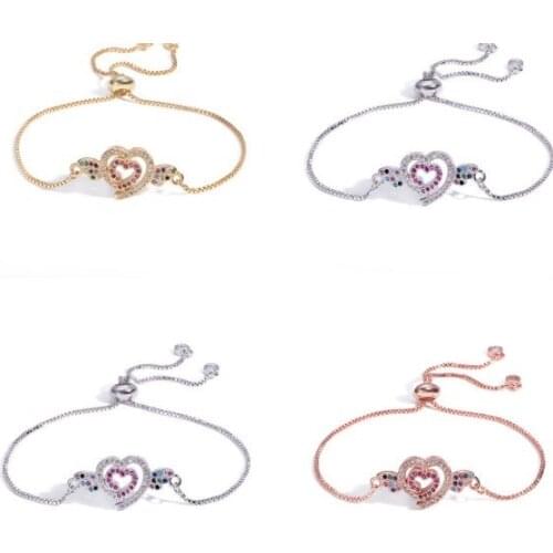 Life tree multicolor micro pave cz zircon cubic zirconia Bracelet Adjustable silicone silver gold plated Charm Snake Chain df4