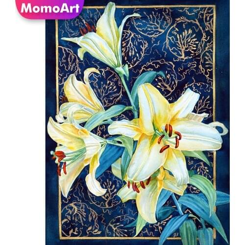 MomoArt Diamond Embroidery Lily Full Drill Square Diamond Painting Flower Cross Stitch Embroidery Rhinestones Home Decoration