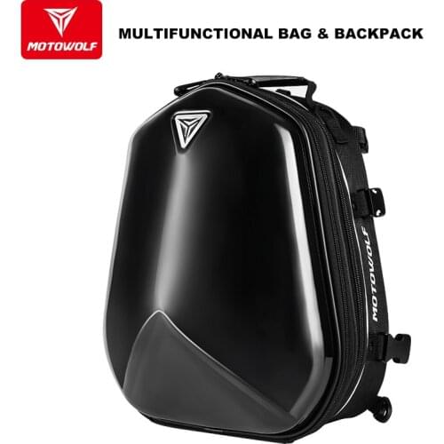 Motorcycle Backpack Reflective Back Seat Bag Helmet Bag Handle Multifunctional with Waterproof Bag Shining Hard Shell Motowolf