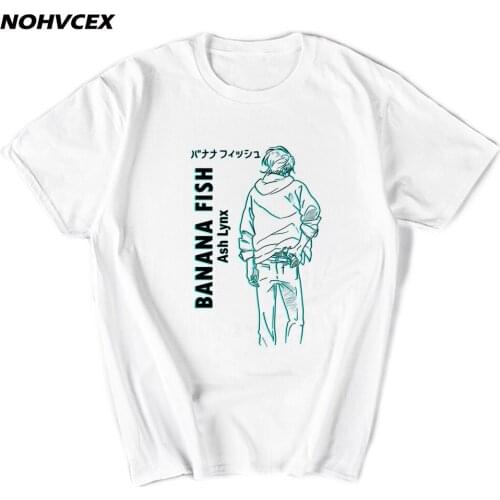 Men Banana Fish Anime Manga Pure Cotton Clothing Leisure Short Sleeve Crew Neck Tees T-Shirt