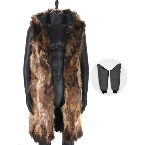 100 % nature raccoon fur coat men parka Removable sleeves