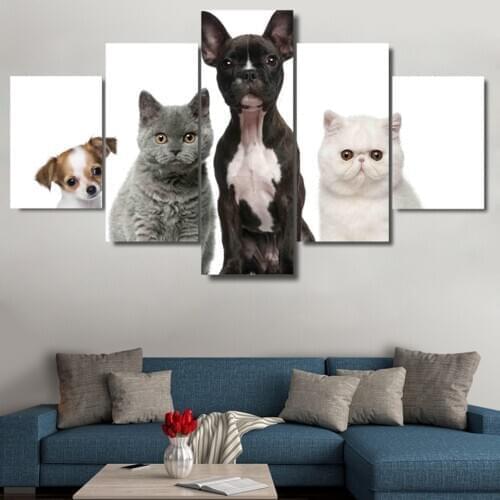5 panel DIY full spuare&round diamond painting French bulldog and cat cross stitch needlework painting Plastic crafts diamond