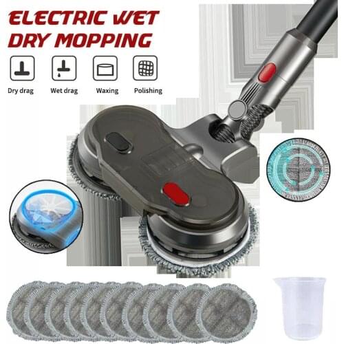 HOT Electric Wet Dry Mopping Head for Dyson V7 V8 V10 V11 Replaceable Parts with 10PCS Mop Pads + Water Tank Mop Head Water Cup