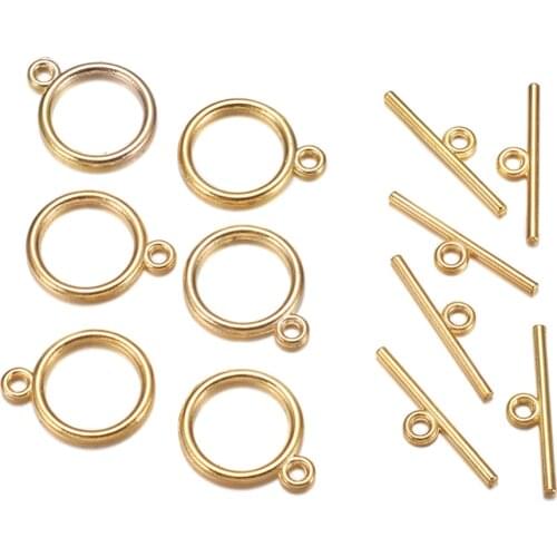20 Sets Tibetan Style Flat Round Toggle Clasp Bracelet Necklace Connectors for Jewelry Making OT Jewelry Clasps 4 Color