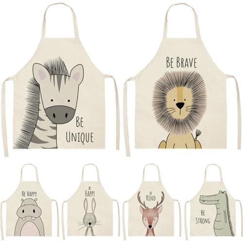 Cartoon Linen Apron Ins Nordic Style Anti-fouling Sleeveless Gown Kitchen Unisex