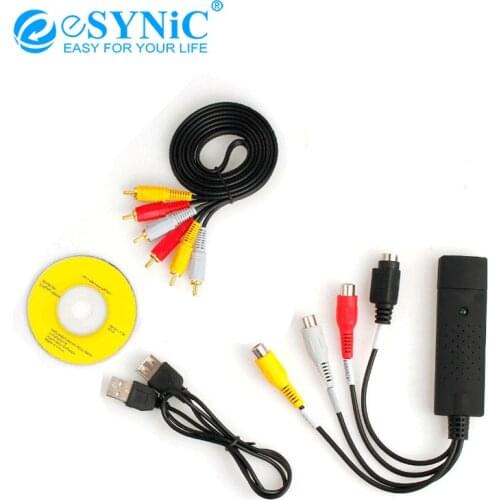 ESYNiC USB VHS To DVD Audio Video Converter Capture Full Scart Kit With Leads & Cable Scart to RCA/S-Video Adapter For XBOX 360
