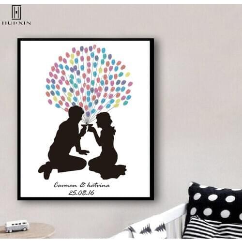 DIY Fingerprint Guestbook Souvenir Romantic Loving Couple Making Commitments Best Wishes for Happy Life Special Wedding Gift