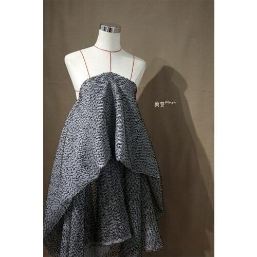 Gray striped texture tassel designer fabric Creative high-end performance clothing Hanfu fabric