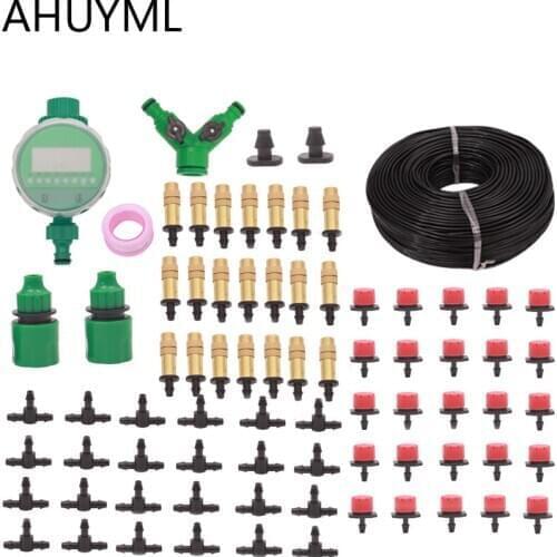 30M Garden DIY Micro Drip Irrigation System Plant Self Automatic Watering Timer Garden Hose Kits With Adjustable Dripper Spray