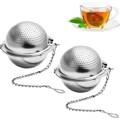 2 Pcs Tea Ball Infuser with Chain Hook Ball Tea Infuser Mesh Filter Strainer Premium Loose Leaf Tea Strainer Reusable Tea Filter