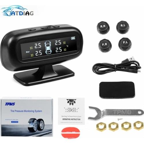Solar Power TPMS Car Tire Pressure Alarm Monitor System Auto Security Alarm Systems Tyre Pressure Temperature Warning
