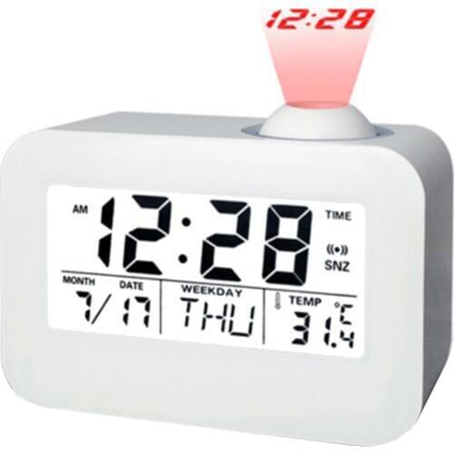 Led Digital Projection Alarm Clock Talking Nixie Electronic Desk Clock With Time Projection Bedside Wake Up Projector Mute Voice