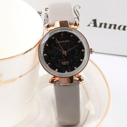 Top Luxury Brand New Fashion Women Exquisite Starry Sky Small Dial Watch Ladies Diamond Cutting Wristwatch Leather Quartz Clock