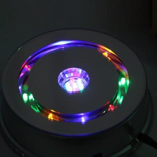High Quality 1PCS 16*16*5cm Large Rainbow color led lamp base rotation music box Wedding/ birthday Valentines Day gift