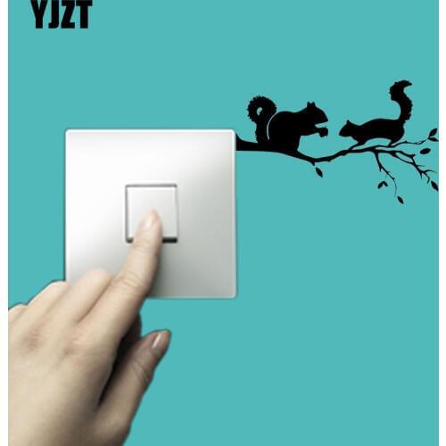 YJZT Lovely Wall Vinyl Switch Sticker Decals Funny Animal Squirrels On The Branch 17SS0032