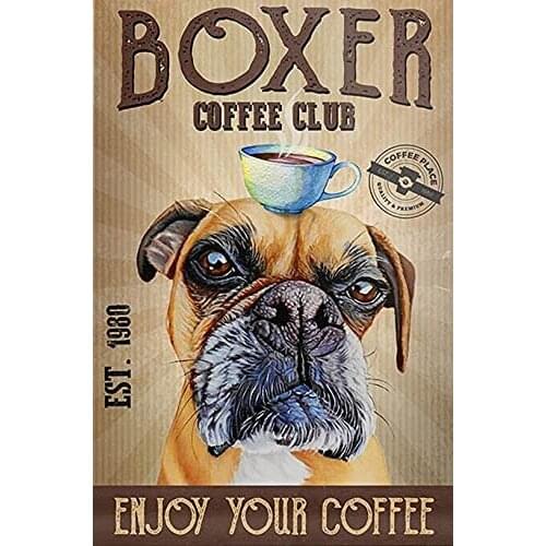 Funny Tin Sign Boxer Dog Signs Wall Art11 Poster Wall Plaque Decor Panel Retro Vintage Mural 8x12 Inch
