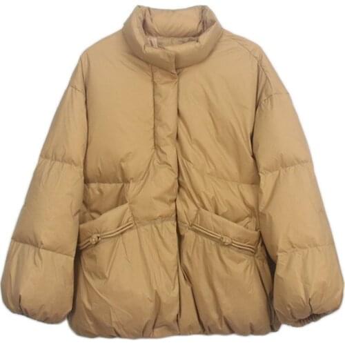 Retro Buckle Warm Duck Down Coats Womens Down Coat Female Winter Literary Style Warm Down Jacket Down Parkas wy311