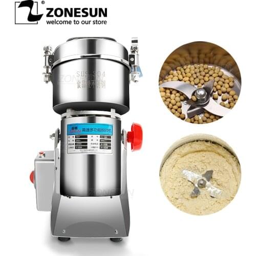 ZONESUN 800g Stainless Steel Household Electric Flour Mill Powder grinder machine Herb Corn Spice Grinder Beverage Machinery