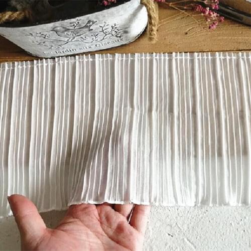 1Yard Latest Embroidery Guipure Chiffon Lace Fabric 17cm Black White Lace Ribbon Cotton Lace Fabric Material ruban dentelle PQ19