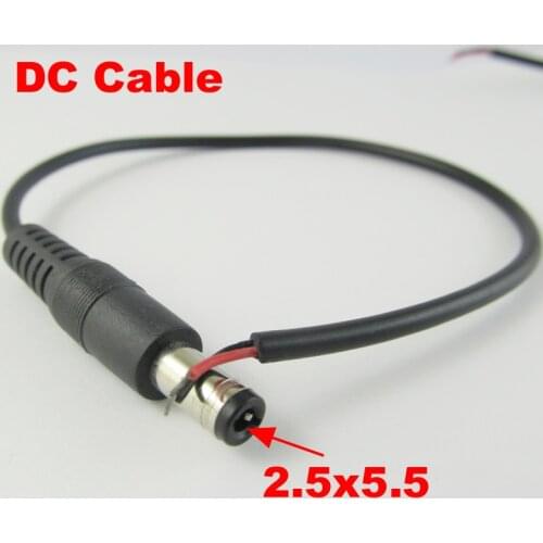 100pcs 5.5mm x 2.5mm 5.5/2.5 CCTV Power Charger DC Power Male Plug Cable 30cm