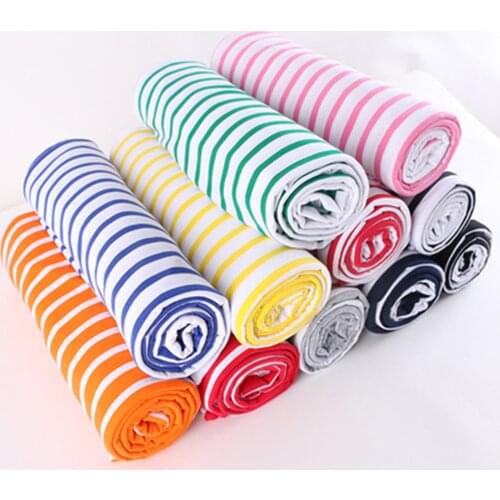 100 x170CM Combed Cotton Stripe Print Jersey Fabric Stretch Spandex Cloth Tissue Patchwork Sewing Handmade DIY Clothing By Meter