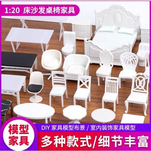 2pcs/4pcs DIY 1:20 ABS Plastic Miniature Chair Table Cabinet Shelf Cupboard Model Dollhouse Furniture Decor DIY Toys