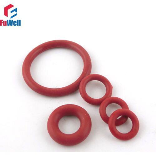 200pcs Red Silicon Rubber O-rings 1.9mm Thickness 17/18/19/20/21/22/23/24/25/26/27mm OD Heat-resistance O Ring Seals Gasket