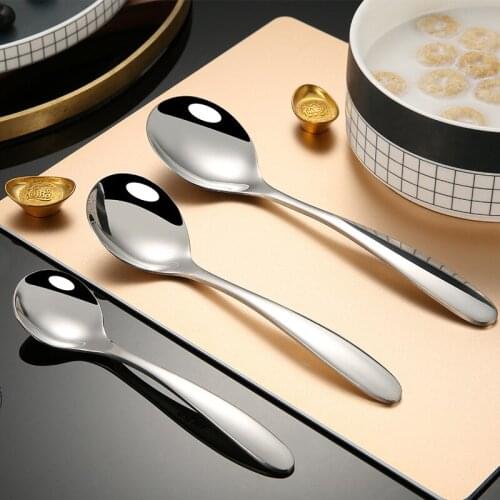 304 stainless steel round soup spoon bright household spoon thickened spoon porridge spoon