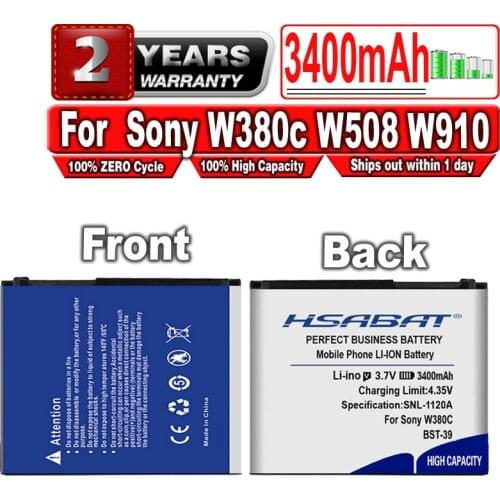 HSABAT 1200mAh BST-39 Battery for Sony W380c W508 W910 R300 W20 W908 W910i T707