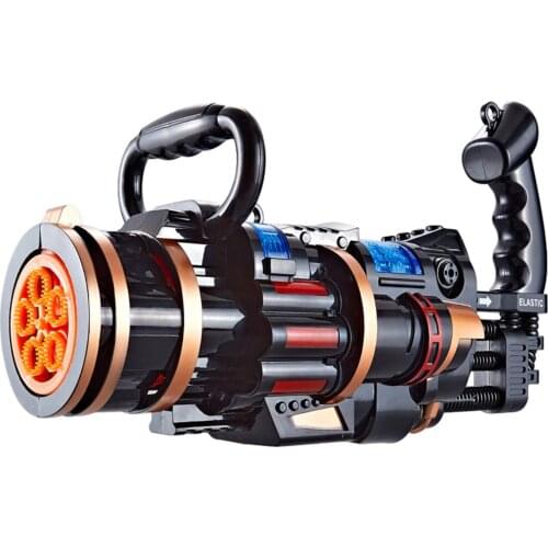 2021 New Outdoor Toy Gatling Bubble Machine Wedding Supplies Electric Sound And Light Automatic Bubble Blower Maker Gun Kids Toy