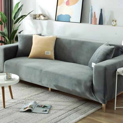 Velvet Plush L Shaped Sofa Cover for Living Room Elastic Furniture Couch Slipcover Chaise Longue Corner Sofa Cover Stretch