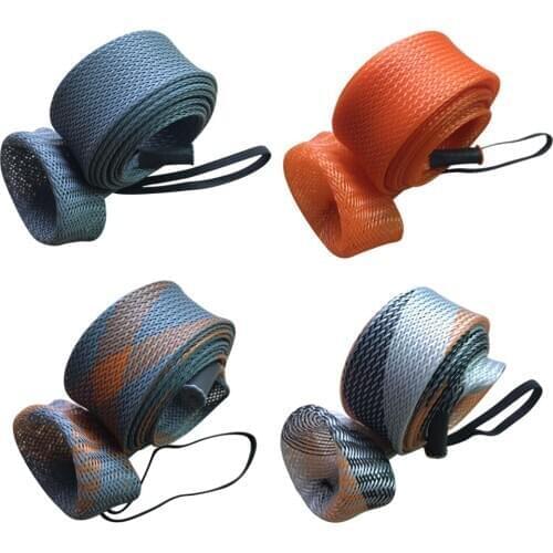 Fishing Rod Braided Mesh Jacket Wrap Casting Fishing Rod Sleeve Cover Fit For 6'6"-7'2" Fishing Pole Glover Tip Protector Bag