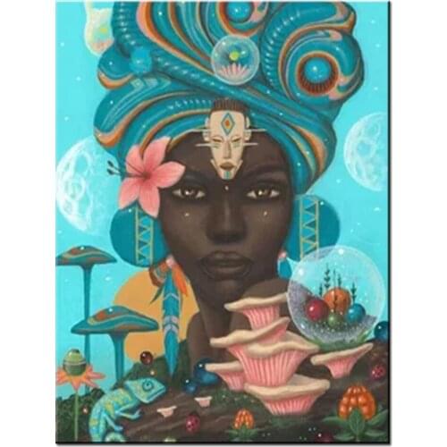 Black Africa Woman full Drill 5D DIY diamond painting kit Handmade Cross Stitch Crystal Rhinestone embroidery home art B133