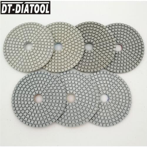 DT-DIATOOL 7pcs 100mm/4" Professional White Diamond Wet Polishing Pads High Quality Marble Granite Stone Terrazzo Sanding Discs