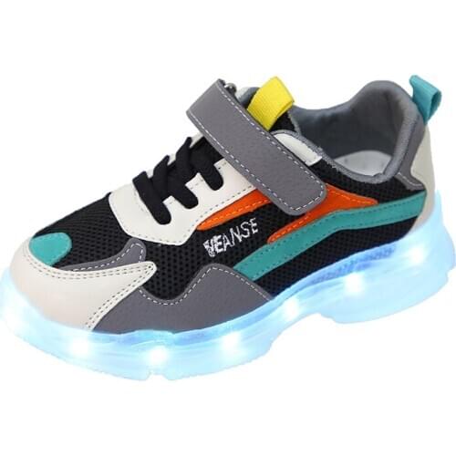 Breathable Baby Shoes Unisex Anti Slip Mesh Kids Sneakers Boys Led Shoes Glow Waterproof Zapatos Para Ninas Casual Shoes BE50SH