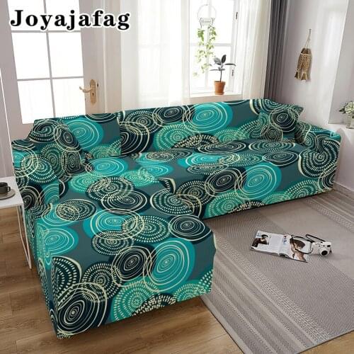 Circle Geometric L Shape Sofa Cover For Living Room Decor Elastic Non-slip Combination Slipcover 1/2/3/4 Seater Couch Covers